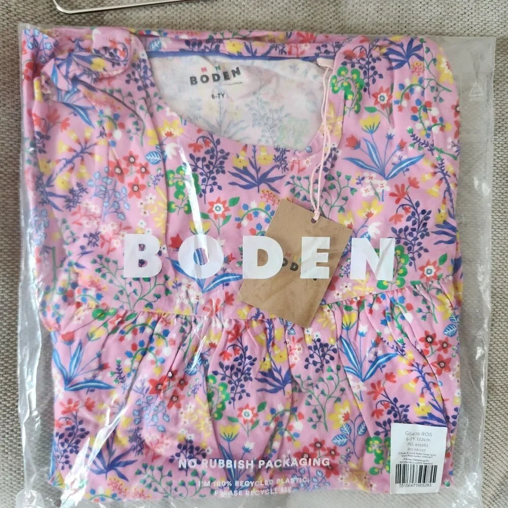 Mini Boden 6-7Y Pink Floral Blossom Ariel Twirly Jersey Dress NWT